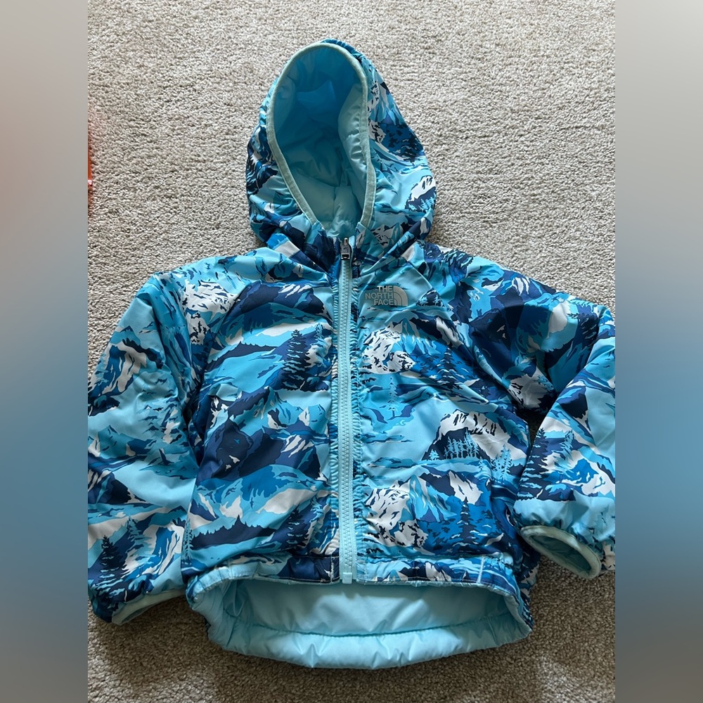 The North Face Blue and White Mountain Print Jacket